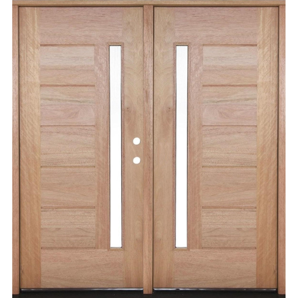 6/0x6/8 Exterior Mahogany Prehung Double Door | 1 Lite